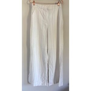 HM Womens White Pinstripe High Waisted Wide Leg Trousers Pants Size 10 US